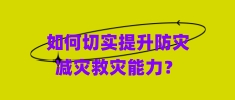 如(rú)何切(qiè)實(shí)提(tí)升(shēng)防災減災救災能(néng)力？